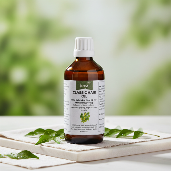 Krya Classic Hair Oil - Ayurvedic hair oil for grey hair, oily scalp and poor hair growth