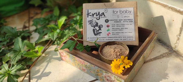 Krya Sensitive Baby Bodywash Powder - PITTA type - red rashy sensitive skin