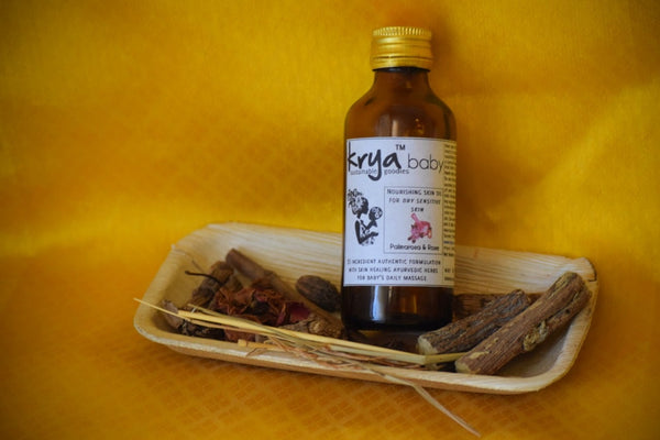 Krya Baby Massage oil for sensitive dry skin - Vata (Palmarosa &amp; Rose)