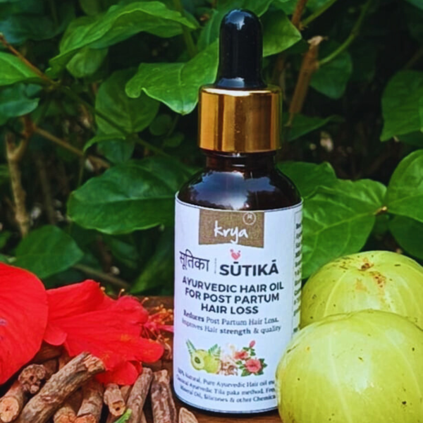 Sūtikā – Ayurvedic Hair Oil for Post Partum Hair Loss | Crafted with Care for New Mothers