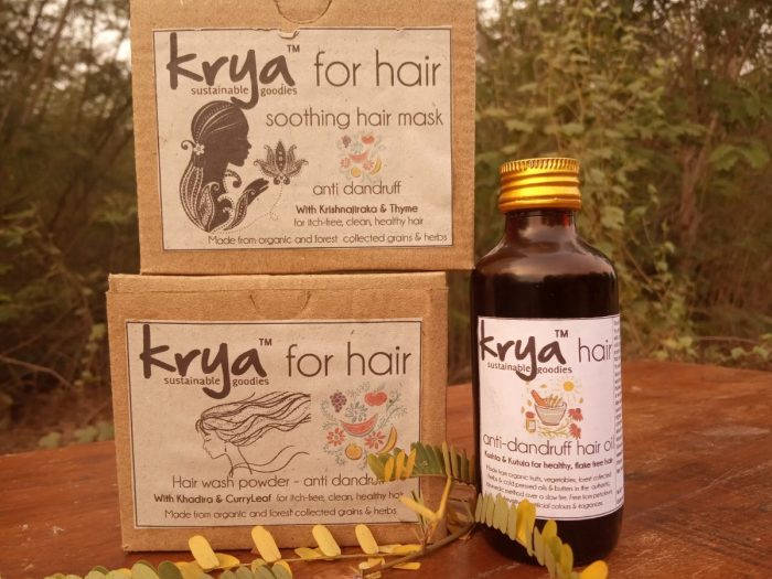 Krya Anti dandruff hair system is a 3 part system that cleanses, cuts down fungal growth a nd nourishes dandruff prone hair