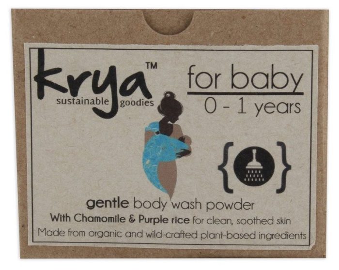 Krya Gentle baby bodywash powder is a safe, non toxic and gentle soap substitute for sensitive babys skin