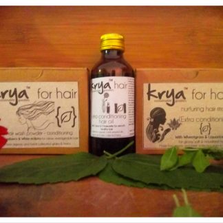 Krya Conditioning hair hydrating system is a 3 part system to cleanse, nourish and hydrate dry, frizzy vata dominant hair