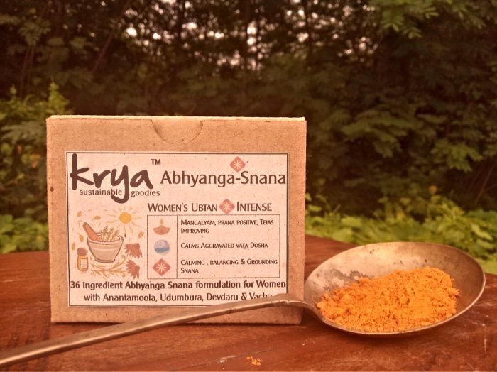 Krya Intense Women's Ubtan pairs with Intense Abhyanga oil to balance vata dosha in the body